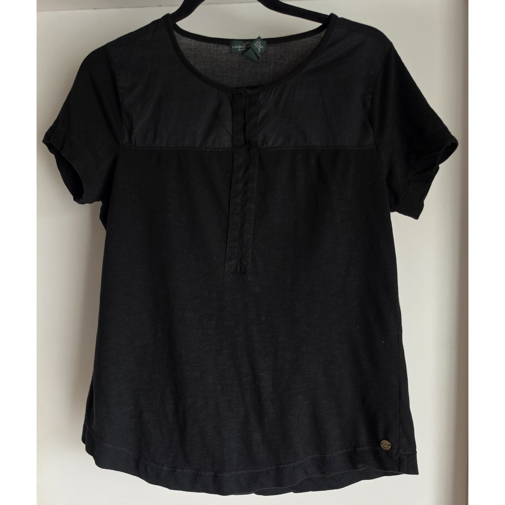 Lauren Jeans Co Ralph T-Shirt Women M Black Short Sleeve Tee Top